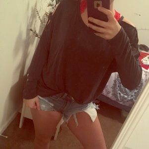 Grey cut out long sleeve top